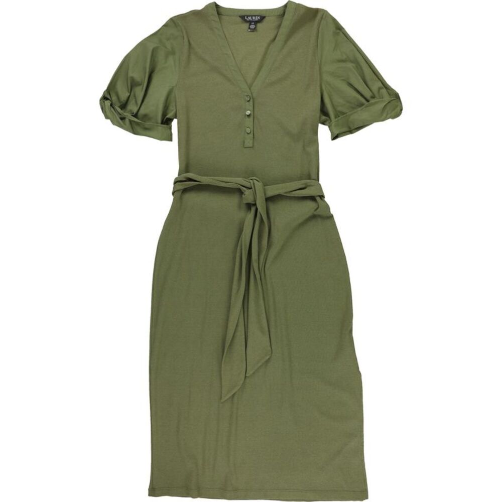 Ralph Lauren Womens Belted Wrap Midi Dress, NWT